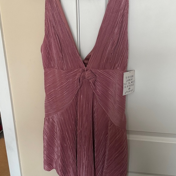 FREE PEOPLE | twist and shout pleated mini dress desert rose new with tags 10 - Picture 3 of 3